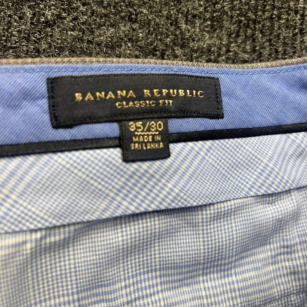 Banana Republic Mens 35x30 Grey 100% Linen Classic Fit Dress Pants Trousers